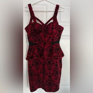 Material Girl Red and Black Patterned Mini Dress
